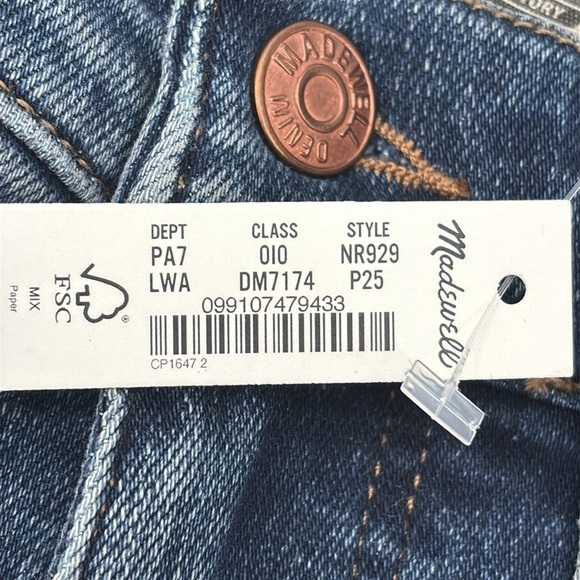 Madewell Petite Kick Out Crop Jeans in Lenoir Wash size  25P NWT NR929 - Picture 10 of 15